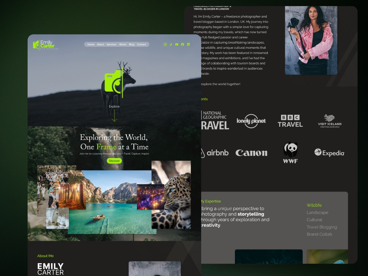 Photographer Portfolio Web Design design landingpage photography portfolio ui webdesign