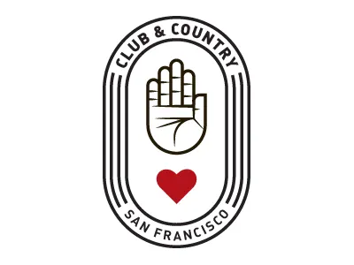 Club And Country badge bag black club country futbol hand heart logo red soccer