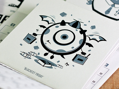 The Blackest Friday 2 colors booklet calendar grey illustration monster november print ross screen print