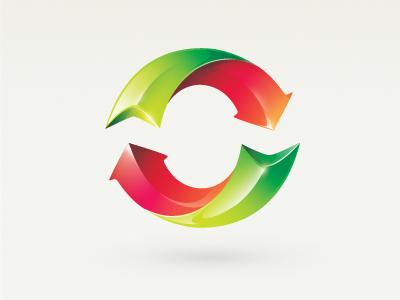 O 3d colorful green icon identity logo red