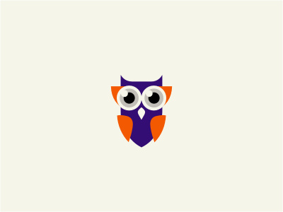 Owl Mark animal bird eyes hoot logo orange owl purple search