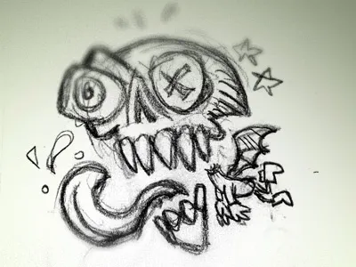 Mr Skully bat character design gross skull tongue