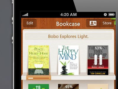 Reader book bookcase design icon iphone ui wood yellow