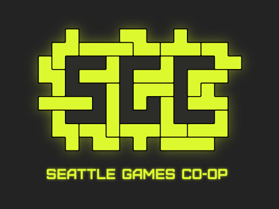 Games Logo digital games green logo negative space tetris