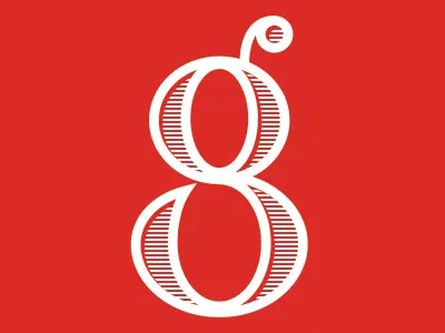 8 or g? branding custom lettering headline iconic inline logo magazine match and kerosene matchkerosene pre press publication shaded spread