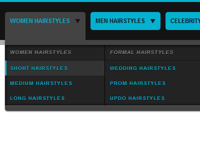 Hairstyles Dropdown black blue dropdown grey navigation