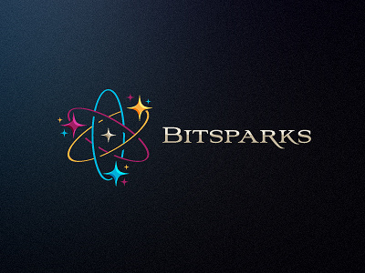 Bitsparks logo design atom brand branding color colored colorful creation custom energy festive freelance freelance logo designer freelancer identity logo logo design logo designer mark sign spark srdjan kirtic symbol texture textured wizemark