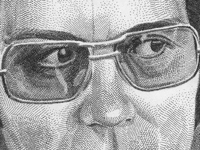 Jim Jones Portrait black black white cult cult leader drawing hatching illustration ink jim jones jonestown mario mario zucca massacre pen portrait white zucca