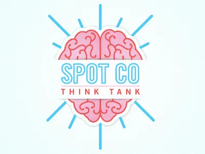 SPOT CO think tank blue brain fun illustration logo pink think