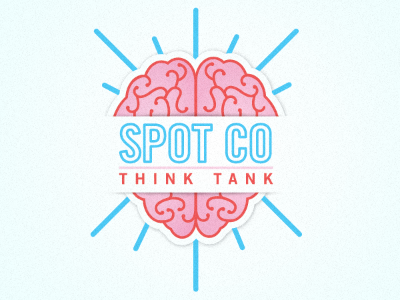 SPOT CO think tank blue brain fun illustration logo pink think