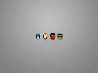 Four Action Heroes avengers captain america comics heroes hulk icon illustration iron man little marvel pixel art pixels portrait red hulk small super heroes the incredible hulk tiny