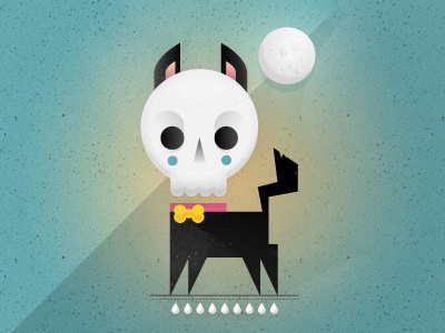 9 Lives iPhone / iPad Wallpaper cat character design dead illustration ipad iphone moon pet sadness vector wallpaper