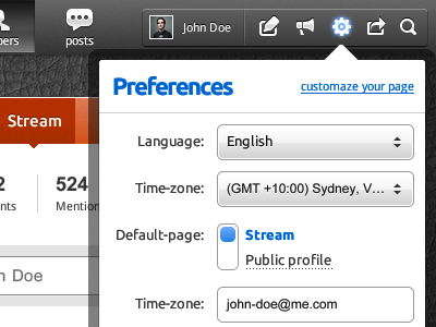 Social tool (little part of something epic) account black dark icon icons interface ios leather login megaphone overlay post preferences search settings share web