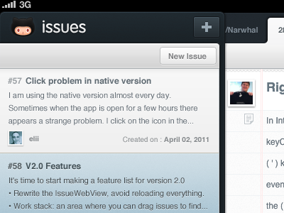 Issues App iPad - Issues list