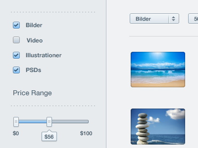 UI Elements blue check design drop down elements grey slider ui website