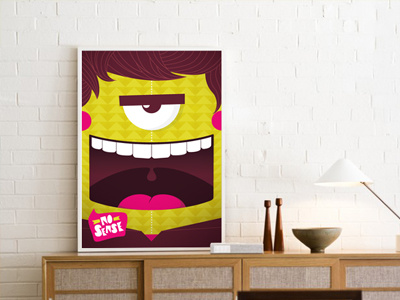 NO Sense! cartoon color illustration monster. poster