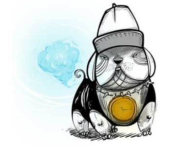 Smelly Ao bulgaria clock digital dog hat illustration mister ao