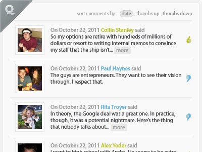 Q Banner and Comments avatars banner borders comments ui web app