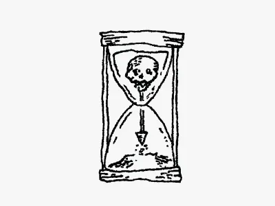 Time Specter doodle drawing ghost hourglass ink original pen skull