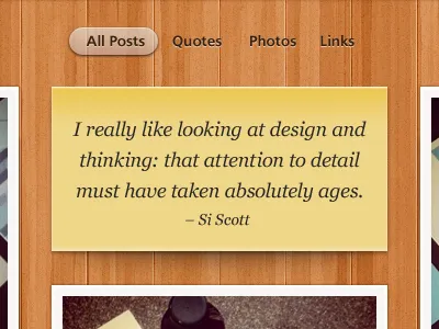 Photo Theme Blog Snippet blog details paper post it quote texture tumblog web web design website wood wordpress