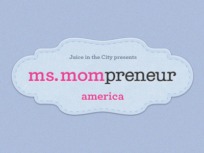 Jitc Mompreneur Logo badge blue leather letterpress logo pink