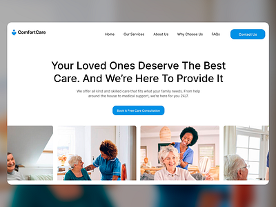 ComfortCare Website for Senior Services accessible website design calming web design aesthetics caregiving service platform clean website layout empathetic uiux design family care website healthcare web interface medical support web design minimalist web design healthcare modern service website professional caregiving site professional healthcare branding responsive design for caregivers senior care web design senior friendly interface trust building web layout user friendly web experience web design wellness service design