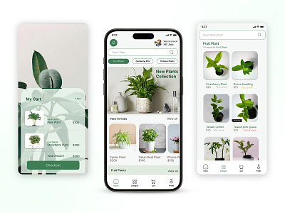 Plant Shop - Mobile App e commerce app ecommerce app garden online shop online shopping plant app plant care plant illustration plant shop plant store planting plants plants app shopping shopping app shopping bag ui uiux ux