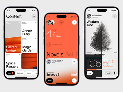 Audiora - Mobile App Concept art app audio app clean concept creative design digital entertainment inspiration interface ios listening mobile app novel podcast sound stylish ui ux voice