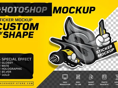 Custom shape Vinyl Sticker Mockup fold gloss holograph holographic labels matte mock up mockups photoshop plastic printed shadows shape vinyl sticker mockup smart object stationery sticker mockup sticker pack wrinkle wrinkle sticker