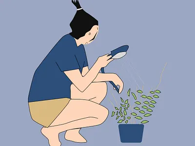 woman watering plants flyer