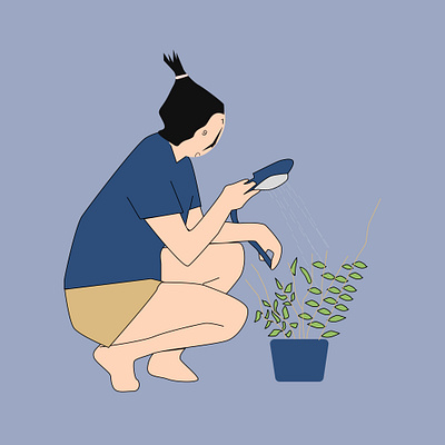 woman watering plants flyer