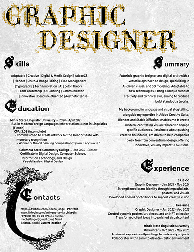 Graphis Designer Résumé branding cv design designer digital artwork editorial graphic design illustration poster resume visual art