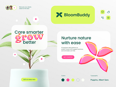 Visual Identity for BloomBuddy 🌿 brand and identity branding design graphic design identity logo logo design ui ux visual identity