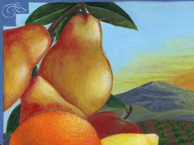 Ideafarm crate farm fruit mountains vintage