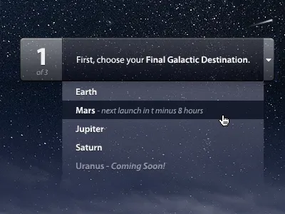 Intergalactic button dann petty drop down rebound space ui