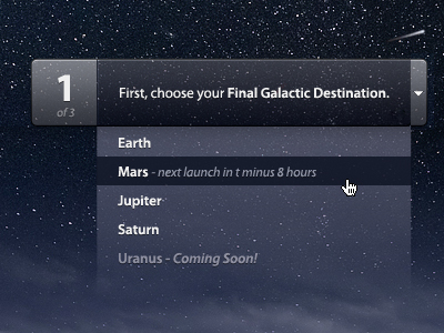 Intergalactic button dann petty drop down rebound space ui