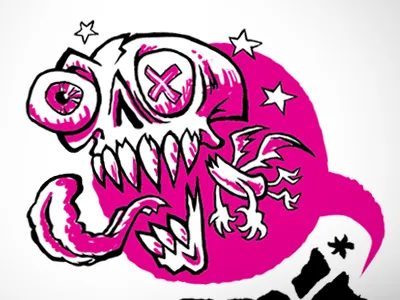 Mr Skully colors (sloppy) bat character design gross logo skull tongue