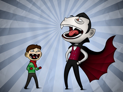 Boy & Vampire comic illustration photoshop