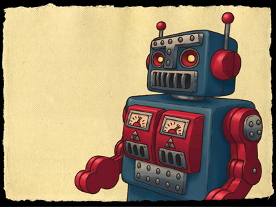 Toy Robot drawing illustration photoshop