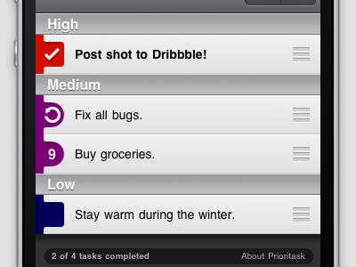Prioritask UI app iphone todo ui ux