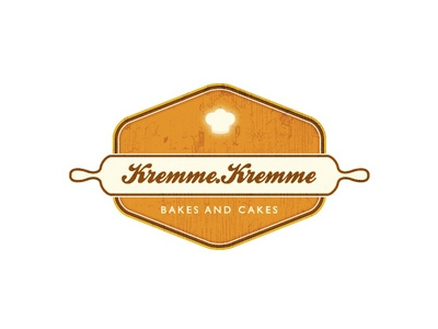 Kremme.Kremme badge bake cake cream logo retro