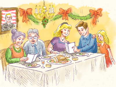 Holiday Dinner, Final Color design family greeting cards holidays illustration photoshop