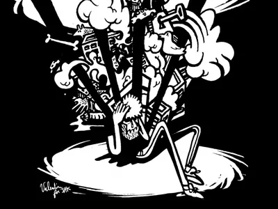 Crazy got busted drawing handmade illustration