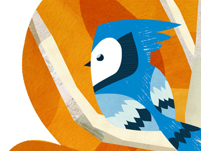 Blue Jay autumn bird blue collage digital orange tree