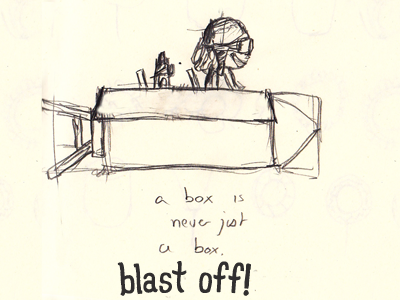 Blast Off children illustration imagination pencil sketch