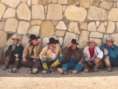 Drinkin' in the shade at Terlingua cowboy republic tequila texas