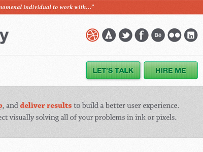Portfolio update buttons grey header icons nav orange