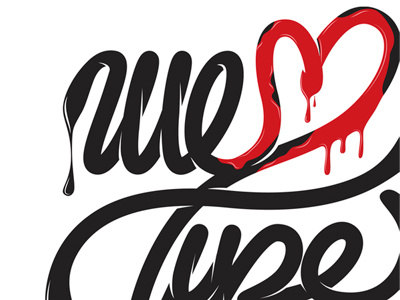 We love type blood hearth love mexico type typography vector