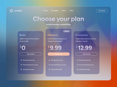 SandBox branding dubai graphic design plan pricing theme ui web