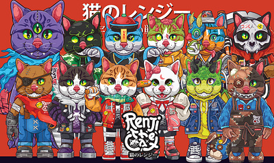 RTC PROJECT (Renji The Cat) animation anime art cartoon cat ghost mecha nft opencommission project robot toys vector yokai